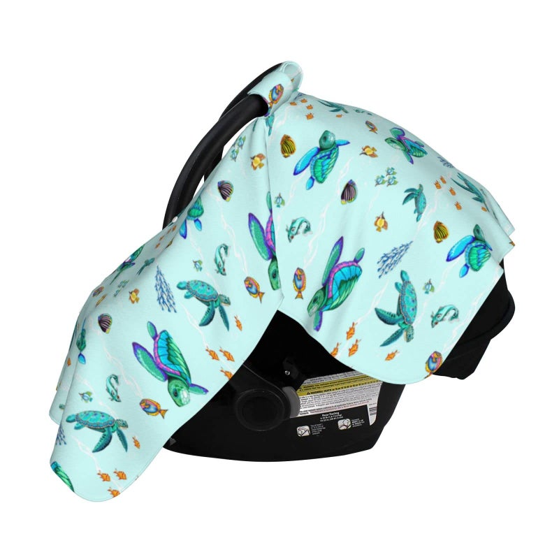 Mcewoel Sea Turtle Baby Car Seat Cover in Winter Summer  Nursing Cover for Mom  Turtle Stuff for Baby Boys Girls - Image 3